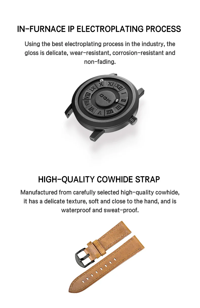 DOM Trend Concept New Personality Men\'s Watch Creative Scrolling Pointer magnetic force Fashion watch for men Waterproof