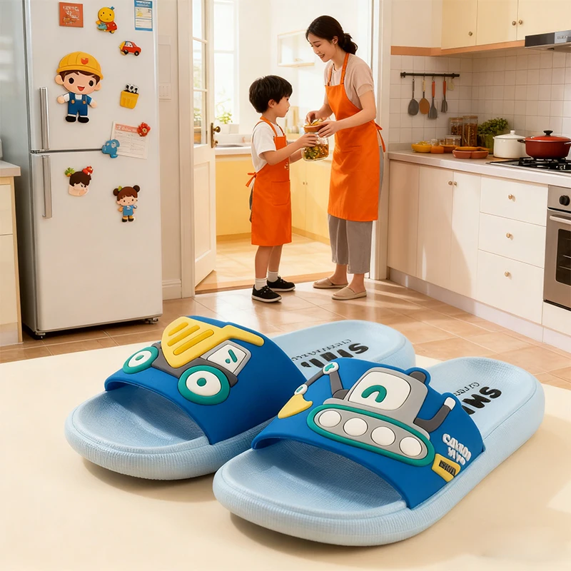 شباشب لمركبات البناء الكرتونية للأطفال، شرائح مضادة للانزلاق للأولاد #4