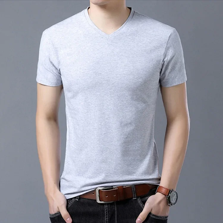 MRMT 2024 Brand New Pure Color Short-Sleeved Men's t-Shirt V-Neck Cotton Summer Men Plus Size Shirt Tops Man T Shirt image 4