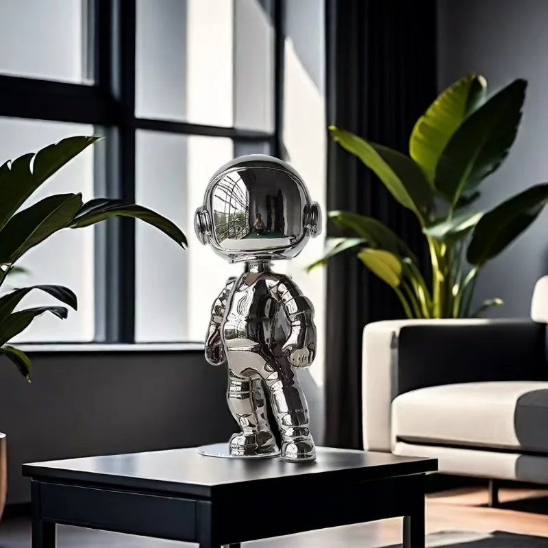 

Modern Luxury Astronaut Electroplated Figurines Nordic Creative Black Cartoon Miniatures Living Room Home Decoration Crafts FYFM