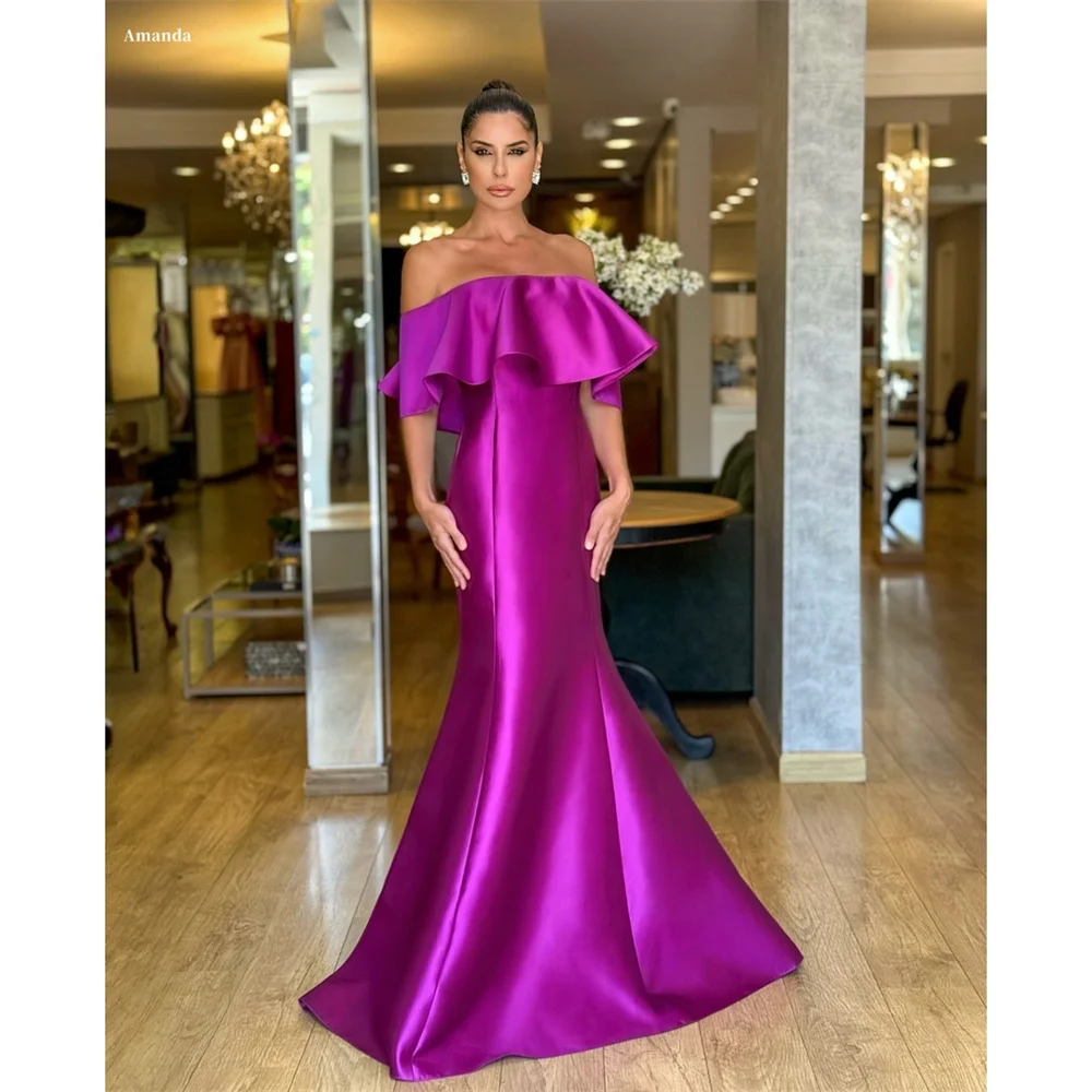 

Amanda Customized Purple Tiered Ruffle Off Shoulder Prom Dresses Floor-Length vestidos de noche Mermaid Formal Evening 2025