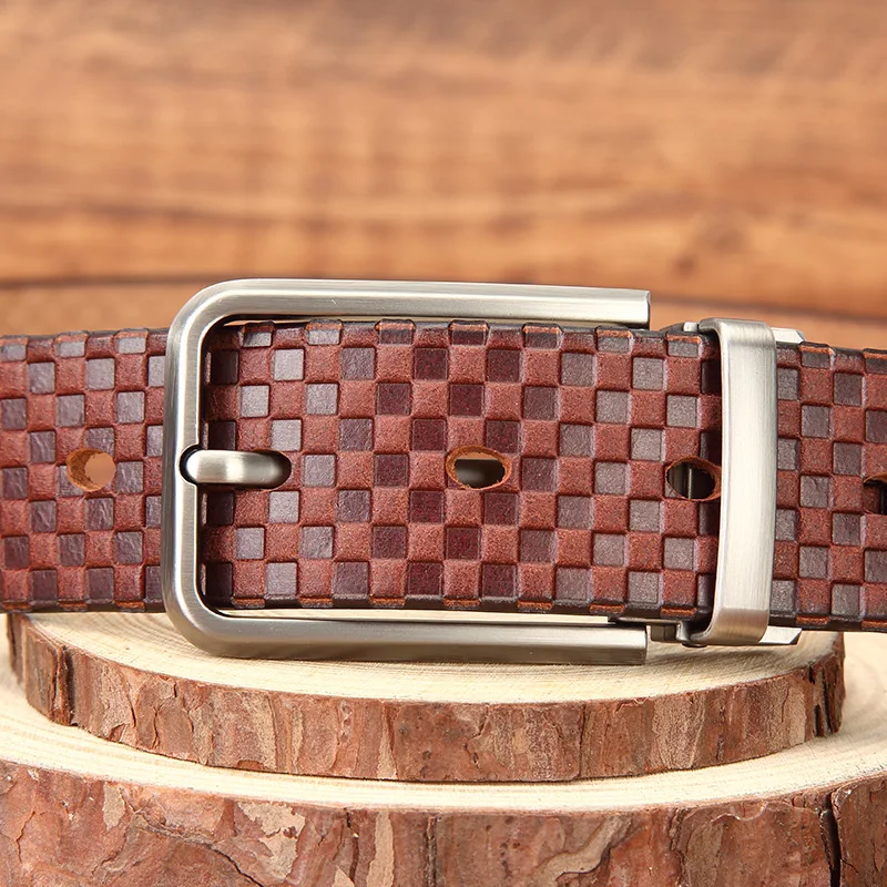 Men's Genuine Leather Pin Buckle belt Business Light person Versatile Top Grain Cowhide Cowhide Surface Buckle Shaft