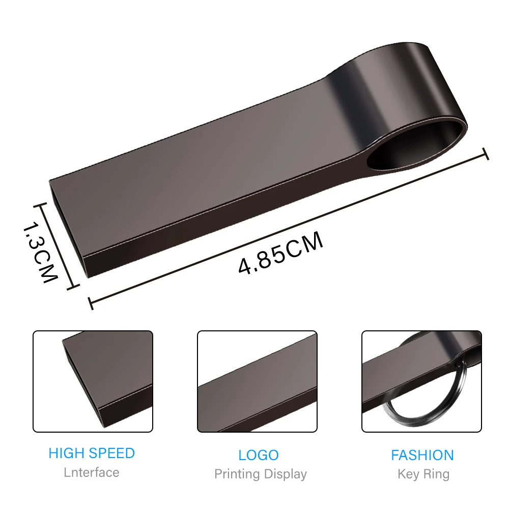 Mini Pen Drive Metal USB 2.0 Flash Drives 128GB 64GB Key Ring Memory Stick Creative Business Gift USB Stick for Computer U Disk