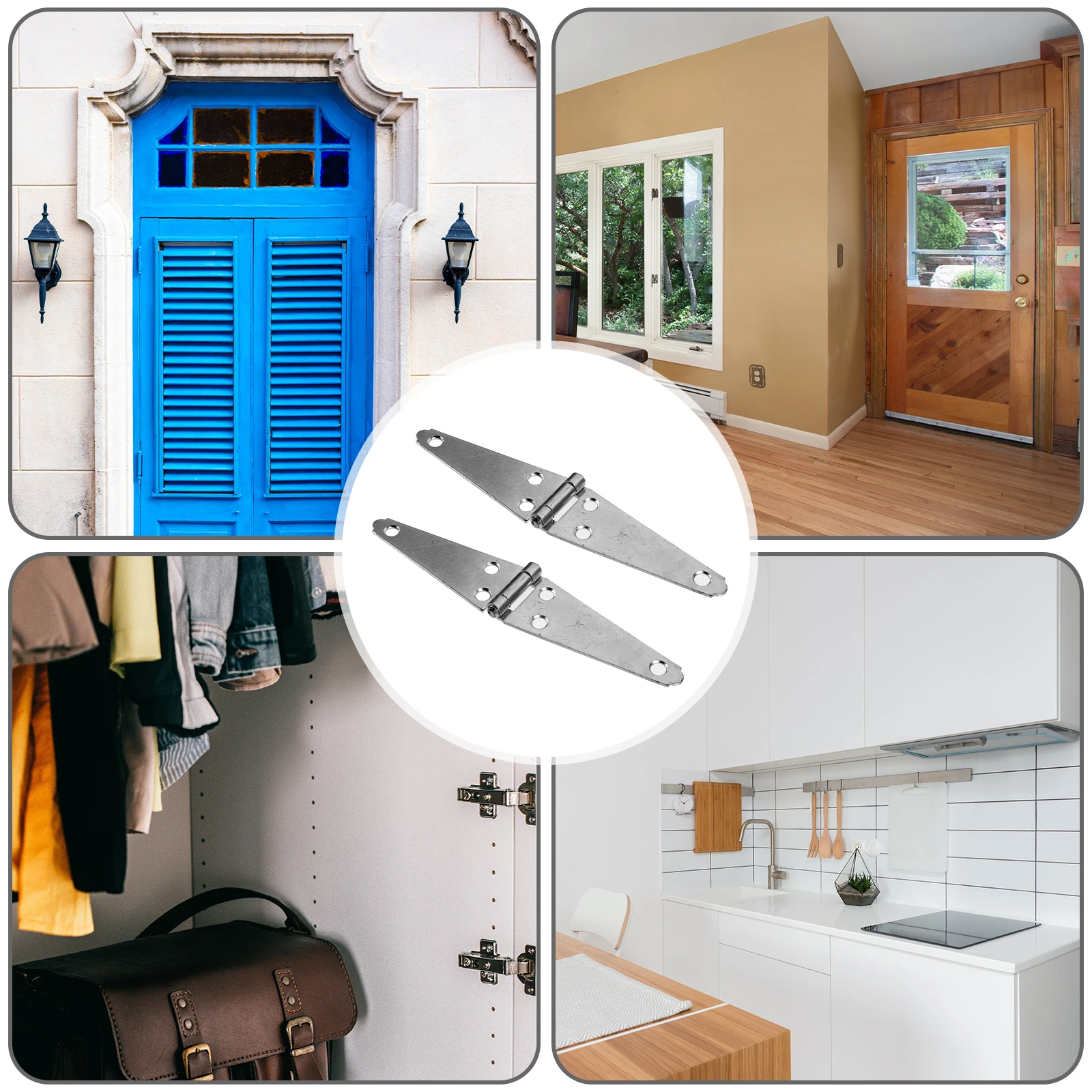 

2Pcs 100Mm Heavy Strap Hinge Heavy Duty Door Hinge for Gate Cabinet Wardrobe Bookcase Barn Door Hardware Strong Load Bearing