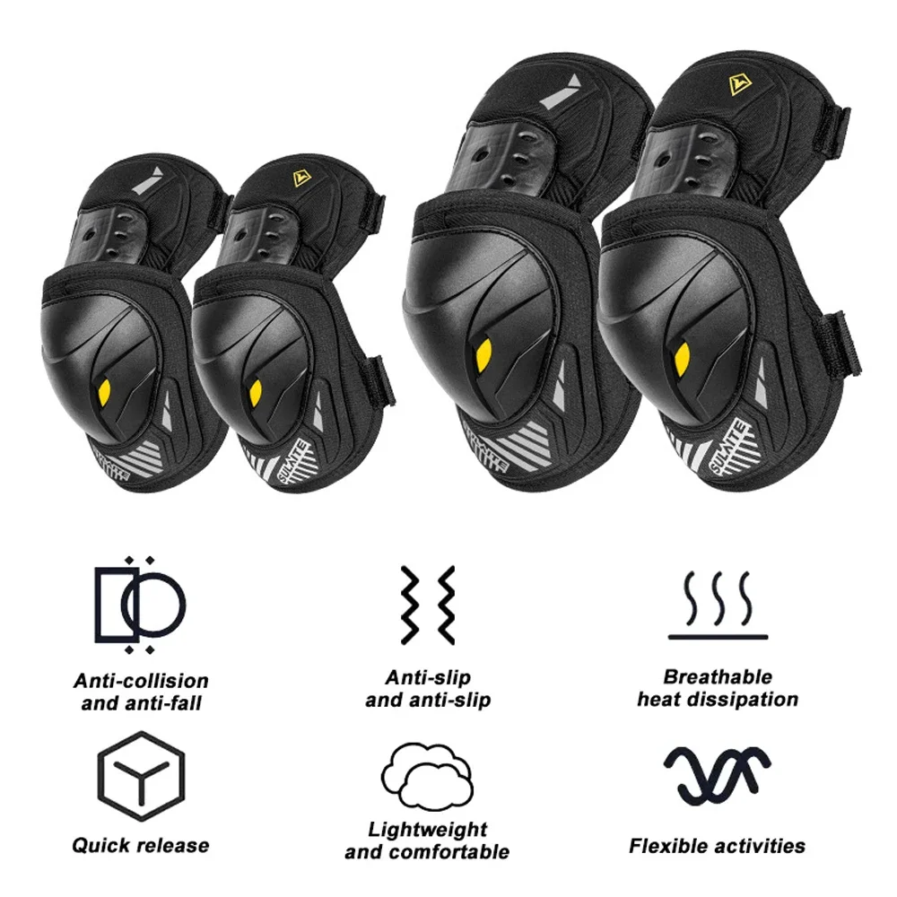 GOMOREON 1Pair Motorcycle Electric Bike Knee Elbow Guards Pads Protector Dirt Bike Body for Motocross Racing Mountain Biking