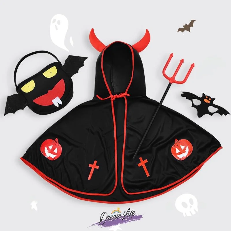 

Halloween Children's Costume Robe Cowl Neck Devil Baby Boy Girl New Style Clothing Stage Performance Traditional Chin...