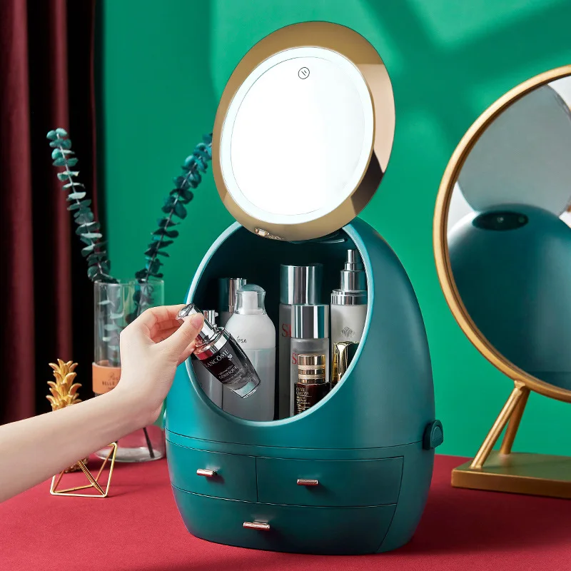 Make-Up Organizer Cosmetische Opbergdoos Met Led Licht Grote Capaciteit Case Stofdichte Lade Make-Up Opbergdoos Met Spiegel