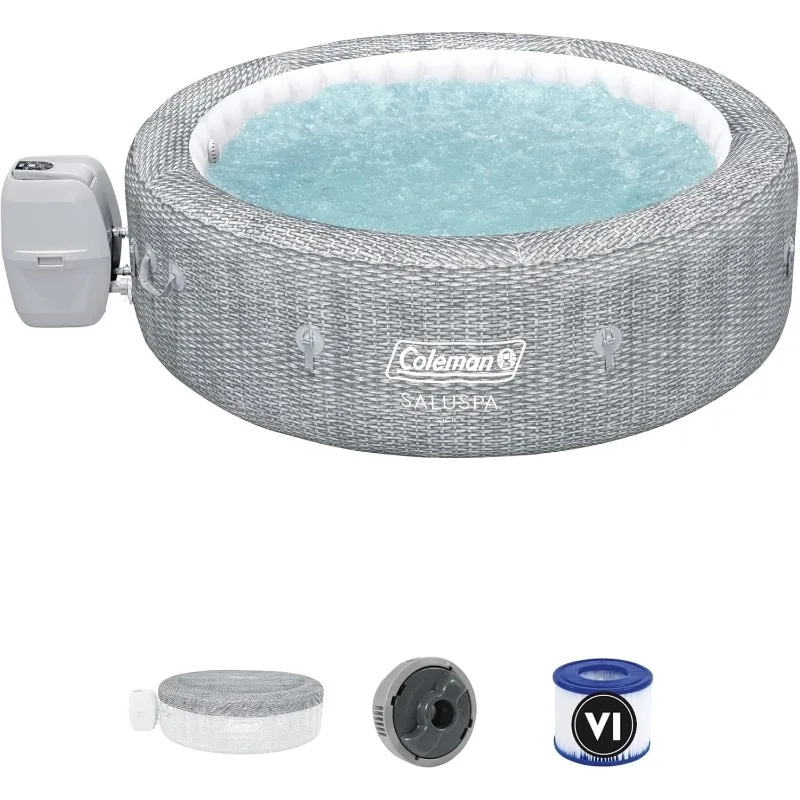 Coleman SaluSpa Sicily AirJet 7 Person Inflatable Hot Tub Round Portable Outdoor Spa with 180 Soothing AirJets and Insulated