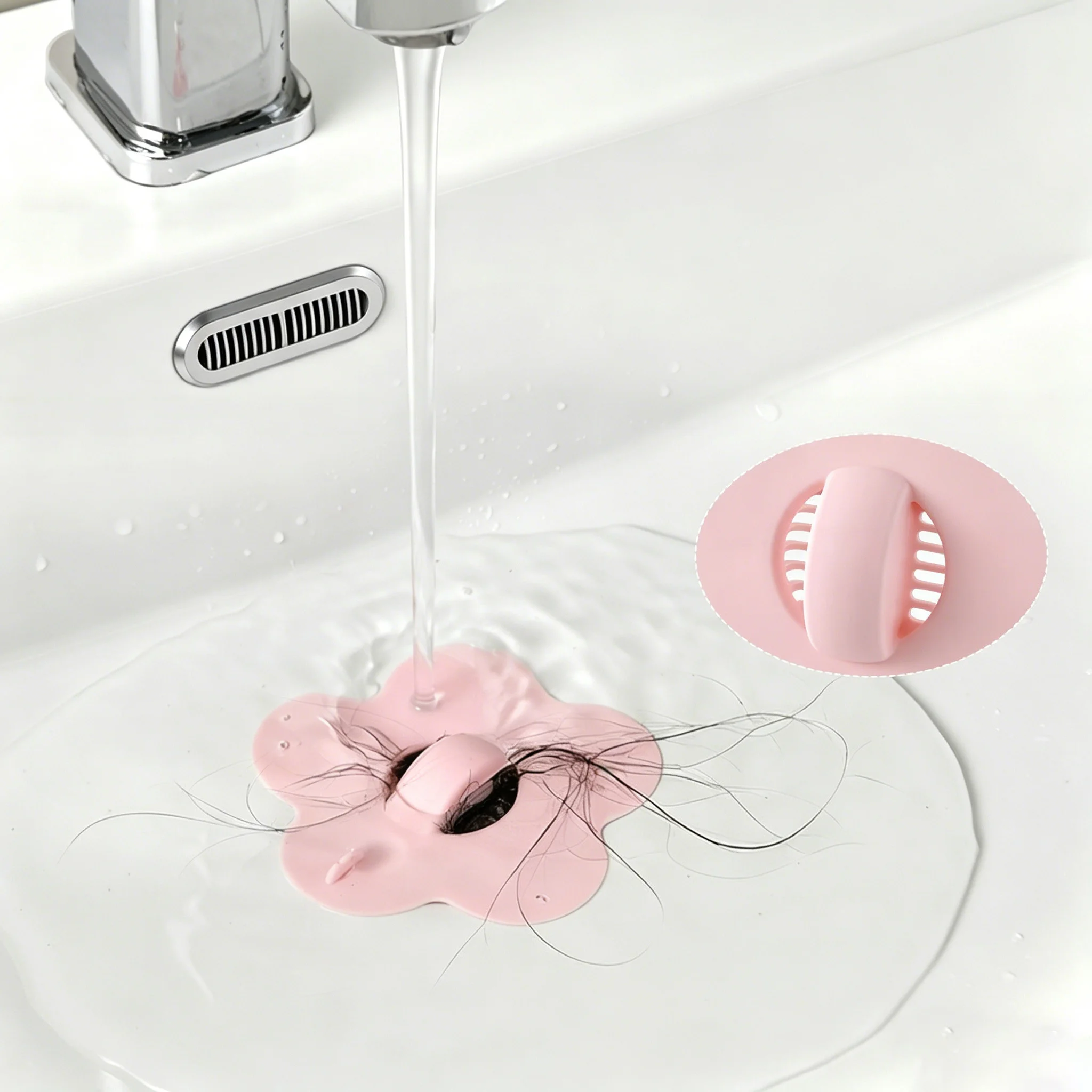 Silicone Bathroom Sink Drain Filter Hair Catcher Easy to Install & Clean