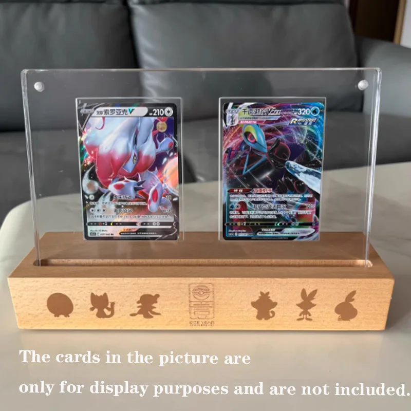 

Hot Pkm PTCG Wooden Display Frame, 1st Anniversary Special Card Showcase Stand Desktop Decor Collector‘s Exquisite Gift Toys Set