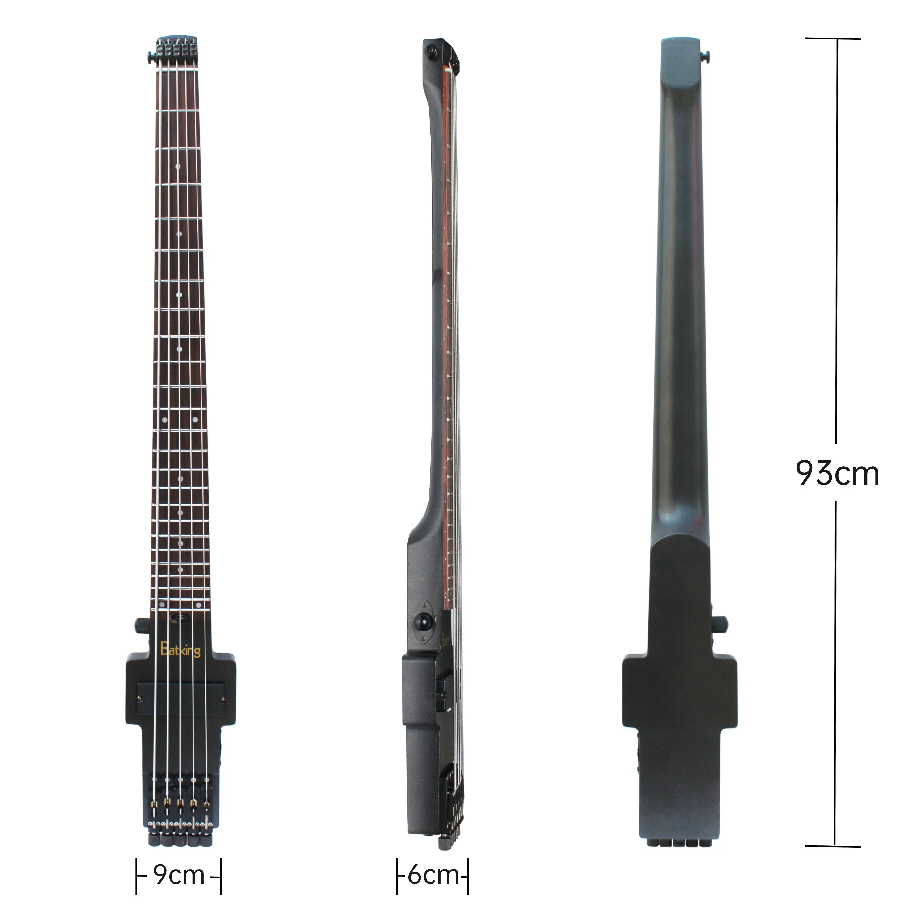 Travel Bass Guitar Electric Headless Bass 5 Strings Electric Bass with Gigbag Wire Truss Road in Black