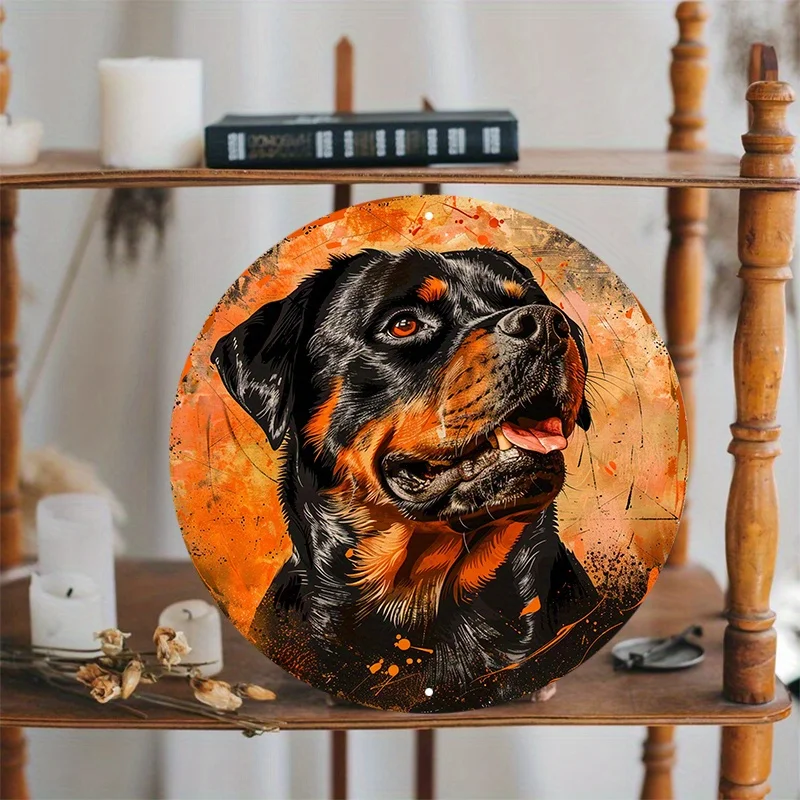 Rottweiler Aluminum Wall Sign, UV and Scratch Resistant, Outdoor and Indoor Decor in Vibrant Orange and Black Dog Wall Decor