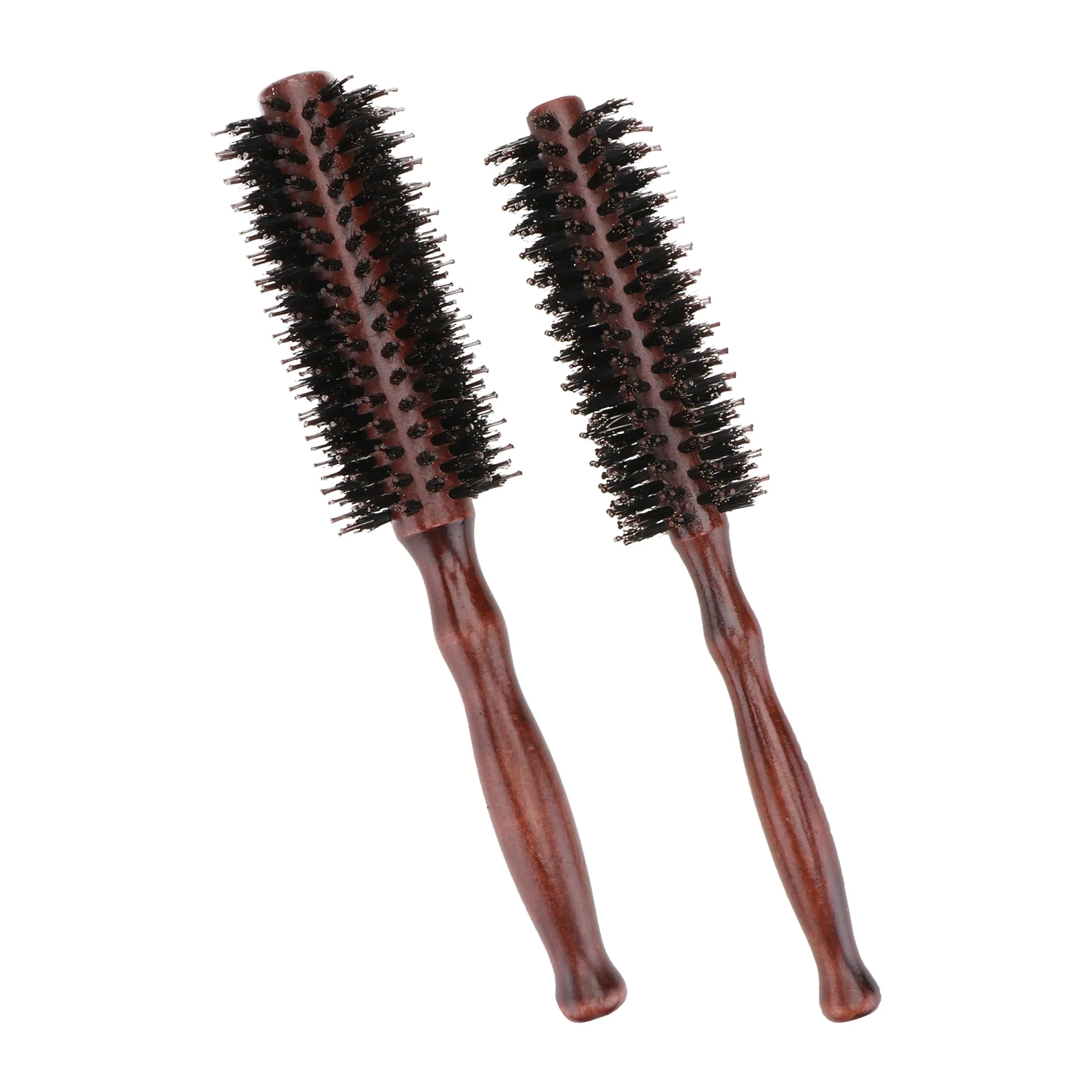 

2pcs Natural Bristles Hair Brush Round Curling Combs with Wood Handle for Hair Drying Styling Curling (Size S and Size L)