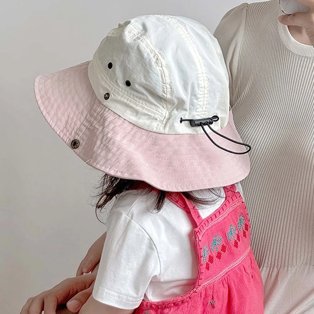 

Korean Style Candy Color Bucket Cap Comfortable Breathable Summer Kid Sun Hat Soft Windproof Rope Quick-dry Fisherman Hat Boys