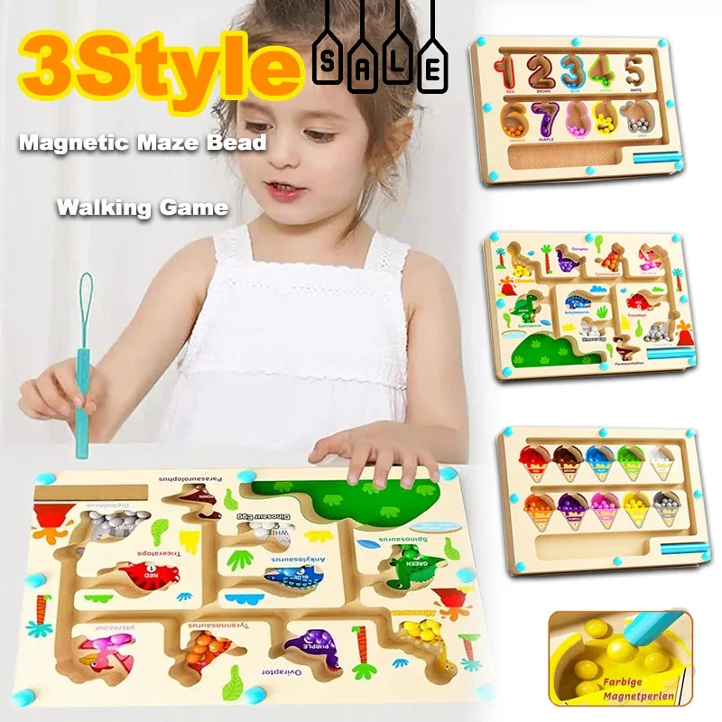 

Магнитные игры для подсчета и сортировки цветов, деревянный магнитный лабиринт, занятия для малышей, развивающие навыки мелкой моторики, детские игрушки