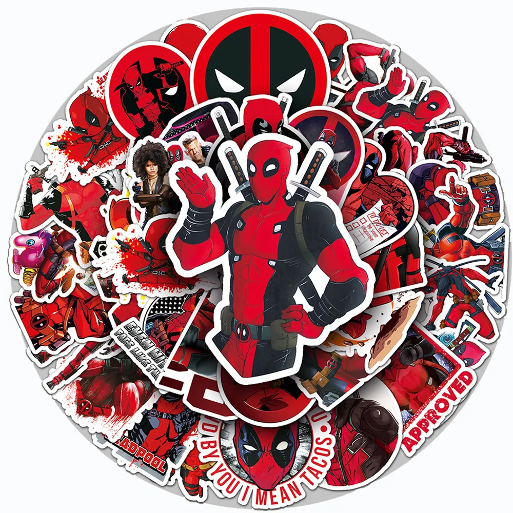 10/30/50pcs Disney The Avengers Deadpool Cartoon Stickers Cool Super Hero Anime Decals DIY Phone Laptop Skateboard Sticker Decor