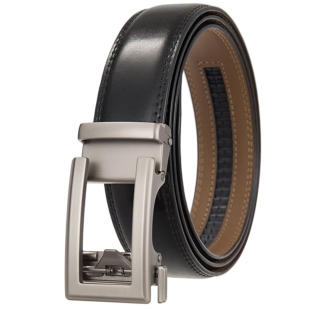 3,5 cm breiter Luxus-Designer-Ledergürtel für Herren mit automatischer Ratschenschnalle, Übergröße, blau, schwarz, braun, formelles Accessoire – Detail 12