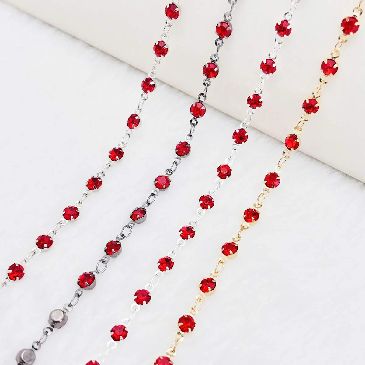 5Yards Copper Link Chain Multicolor Rhinestone Charm 4mm DIY Handicrafts Handbag Clutch Shoes Hair Ornaments Decoration Supplies