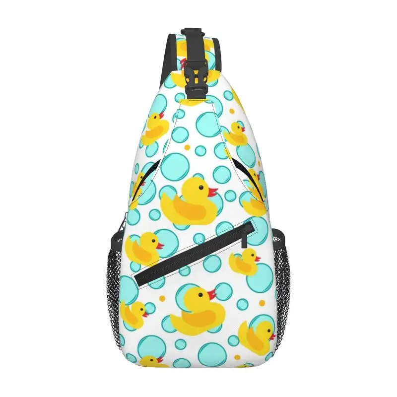 

Custom Yellow Rubber Ducks And Bubbles Sling Bag for Men Fashion Animal Shoulder Crossbody Chest Backpack Travel Hiking Daypack