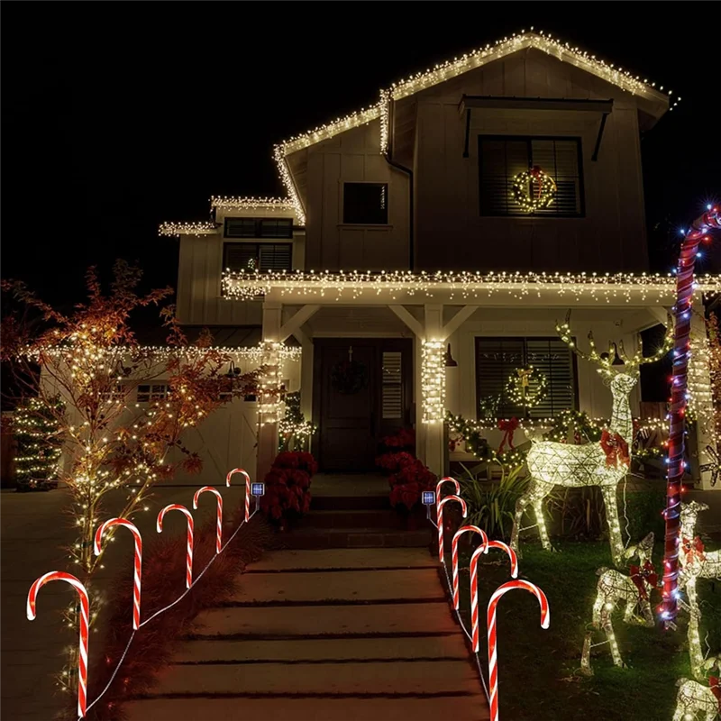 Christmas Decorations Outdoor Solar Candy Cane Lights Waterproof Pathway Garden Lights