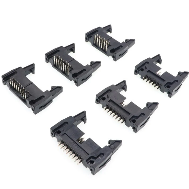 10pcs DC2 6/810/16/20/26/34/40 50P 60 6PIN 2.54MM pitch MALE SOCKET Straight/Right Angle IDC2 Box Headers Connector for FC Cable