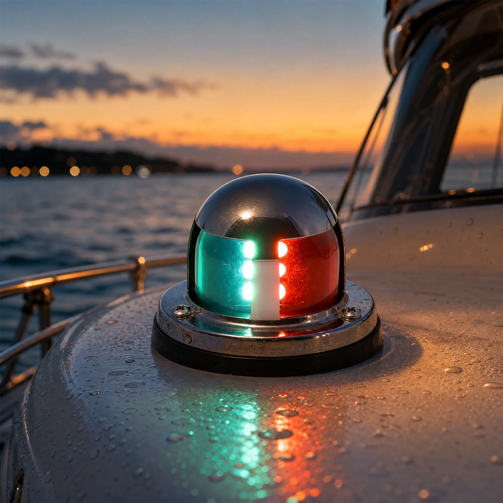 1Piece Boat Navigation Light Waterproof Signal Warning Lamp Boat Bow Light for Marine Skiff Yacht Greed & Red LED Sailing Lamp