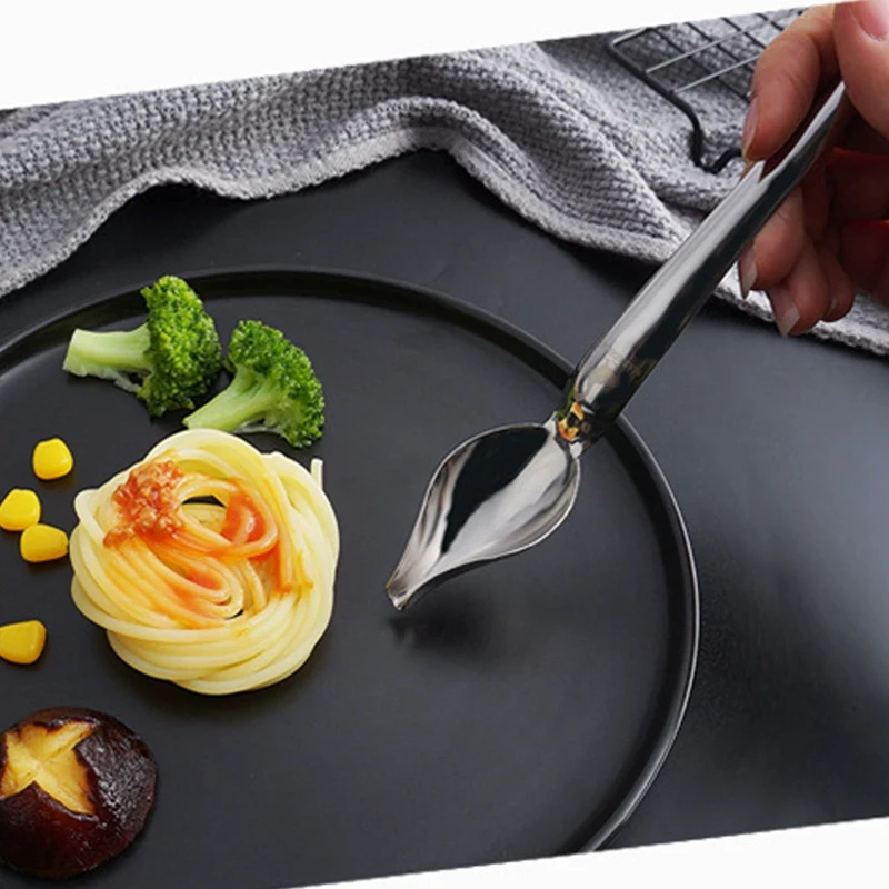 2 Pcs Stainless Steel Culinary Precision Drawing Deco Spoon Set, Sauce Drizzle Spoon Plate Decorating Spoon