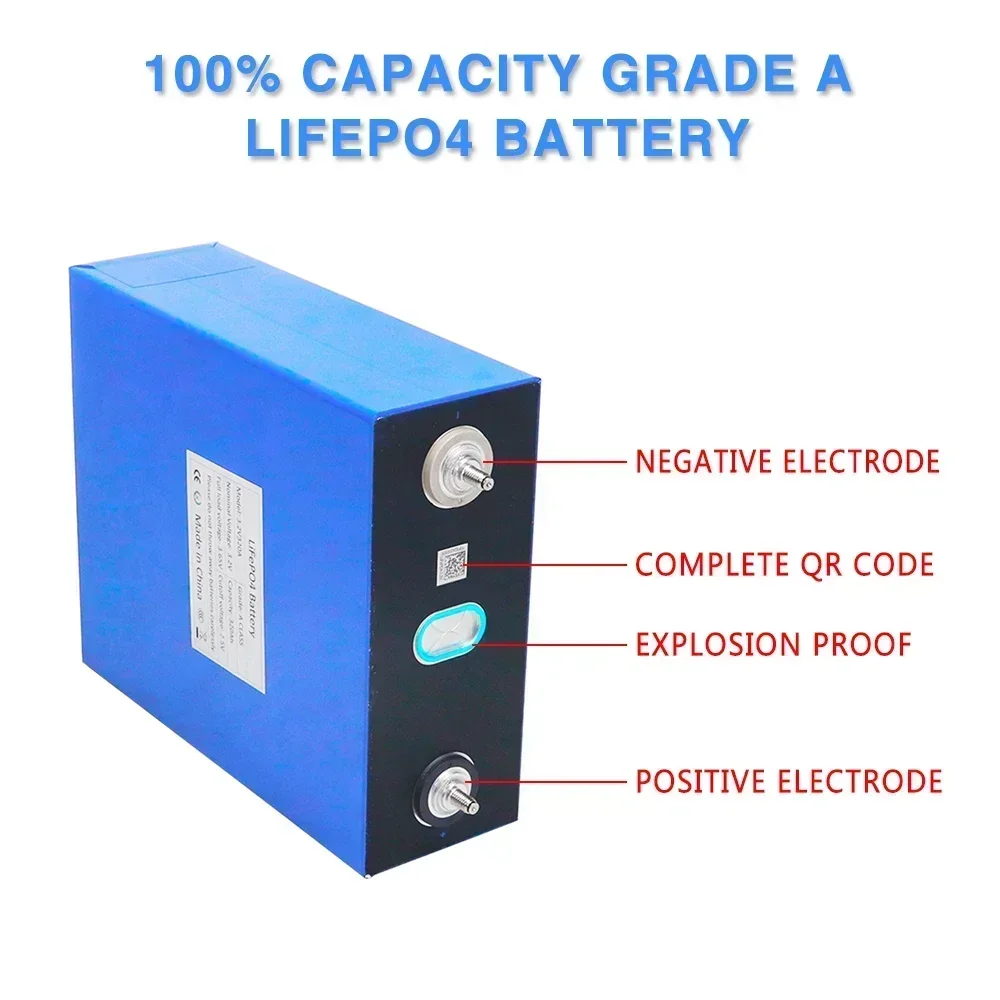 3.2V 320Ah Lifepo4 battery 12V 24V48V suitable for RV camping vehicle solar high-quality A-class 1-8pcs Solar Cells battery pack