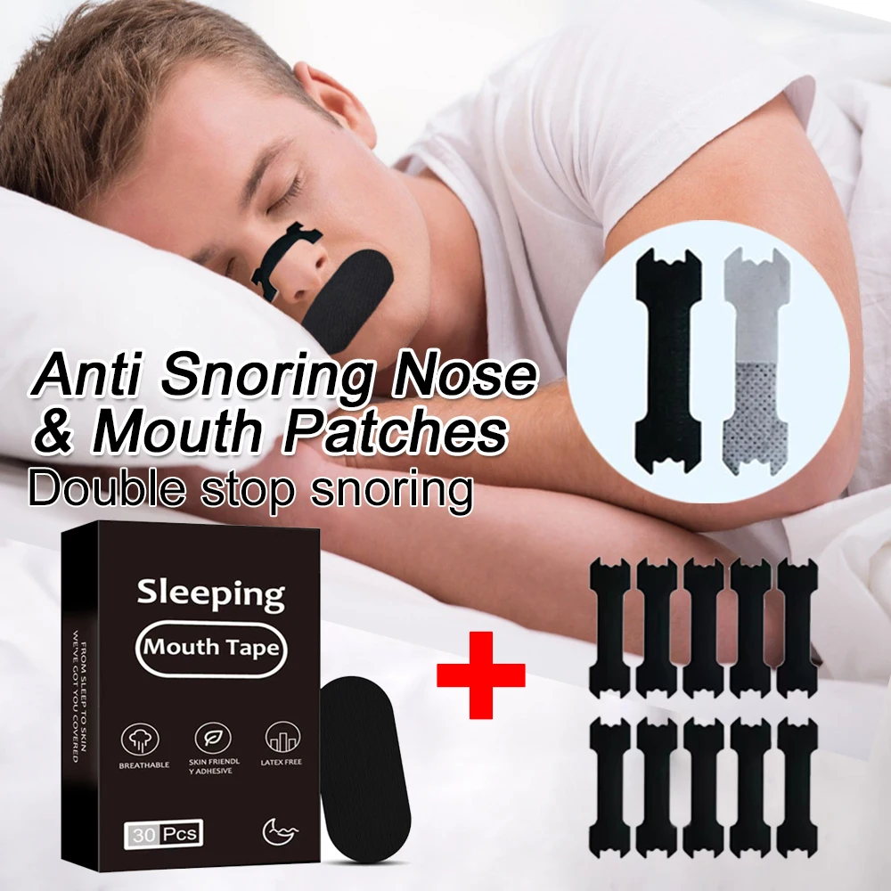 Anti Snoring Mouth Tape & Nose Breathing Sticker Night Sleeping Mouth Breath Improvement Patch Reduce Dry Mouth Promote