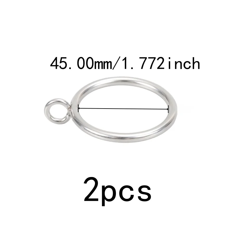 Silver Iron Material 45mm Curtain Rings with Holes 2 pcs, perfect for Living Room Window Curtain, Smooth Sliding On Rod