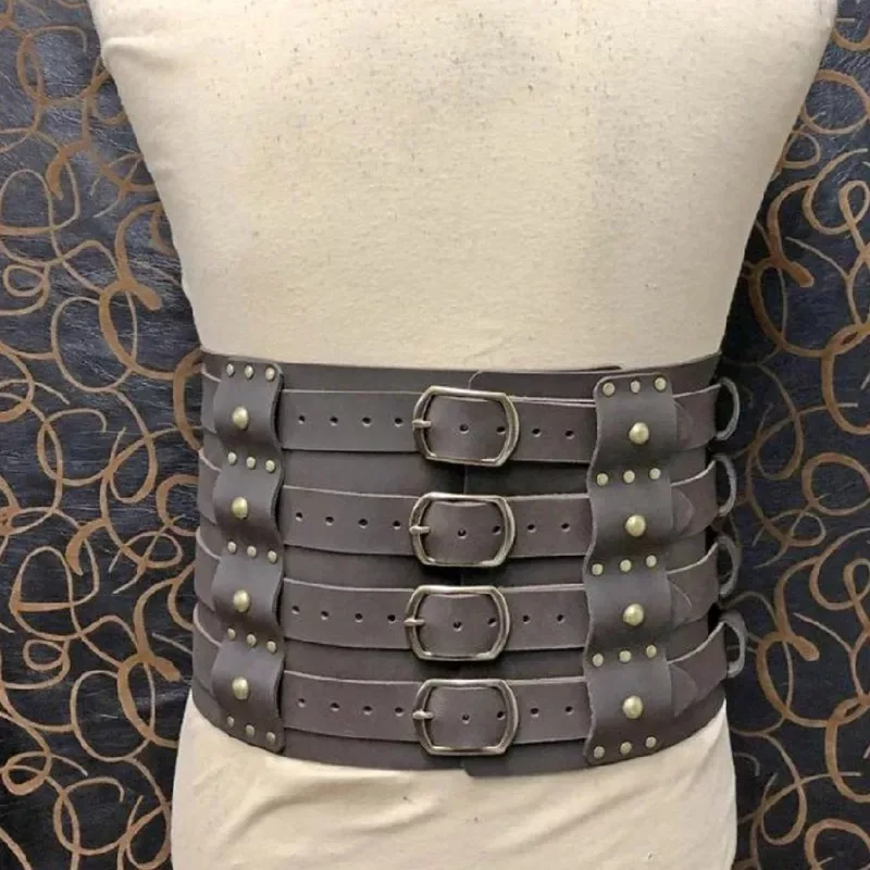 

Medieval Steampunk Wide Leather Armor Belt Viking Pirate Barbarian Knight Cosplay Costume Accessory Larp Waistband For Men Women