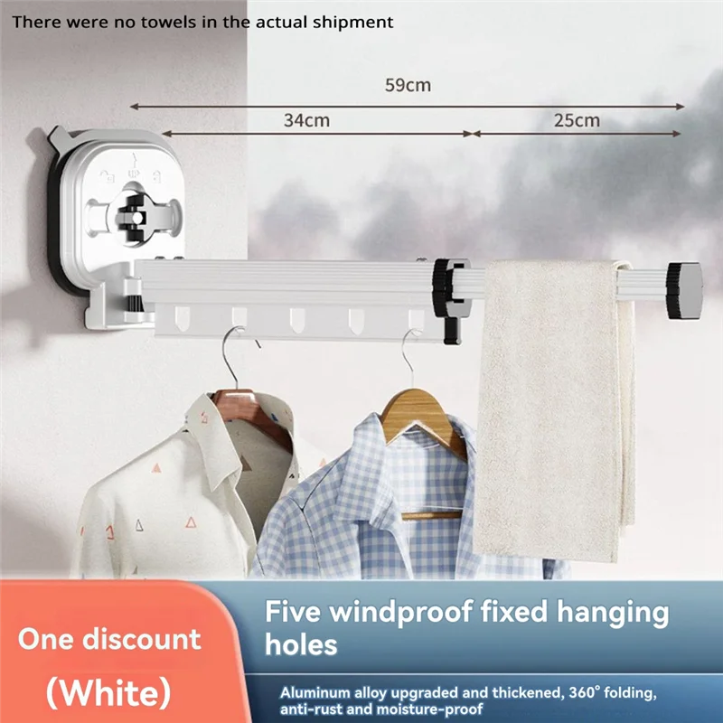 

TFTP-Telescopic Clothes Rack Foldable Clothes Rack Aluminum Alloy Wall-Mounted Home Use Clothes Rack