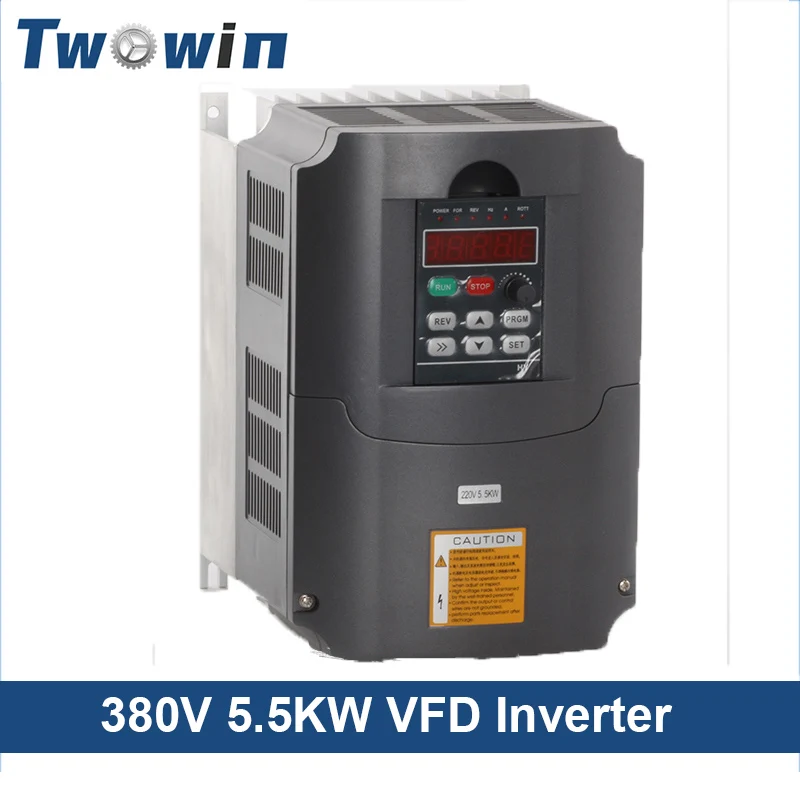 

TWOWIN 380V 5.5KW VFD Inverter Variable Frequency Drive 3HP Input 3HP Output CNC Spindle Motor Driver Speed Control