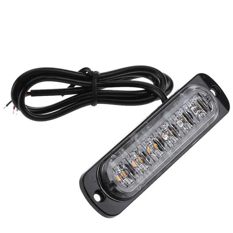 12V-24V Emergency Strobe Lights, Universal 6 LED 18W Surface Mount Emergency Warning Flashing Strobe Light Bar for Car Truck