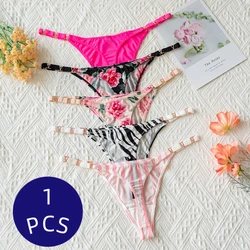 Brand Bikini Fancy Thongs G String Leopard Women Erotic Panties Floral Print Sexy Tangas Mujer Thong Lingerie