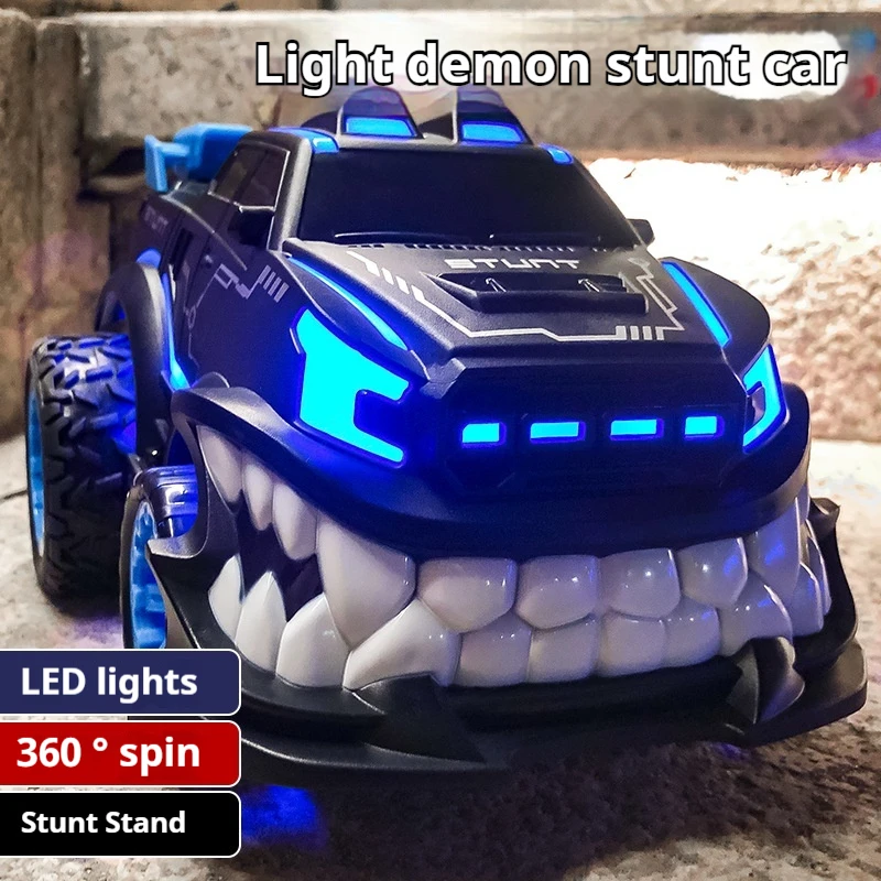 Devil's Big Teeth Light Trick Off road Vehicle Electric Remote Control 360 degree Vertical Rotation High speed Children Toy Car