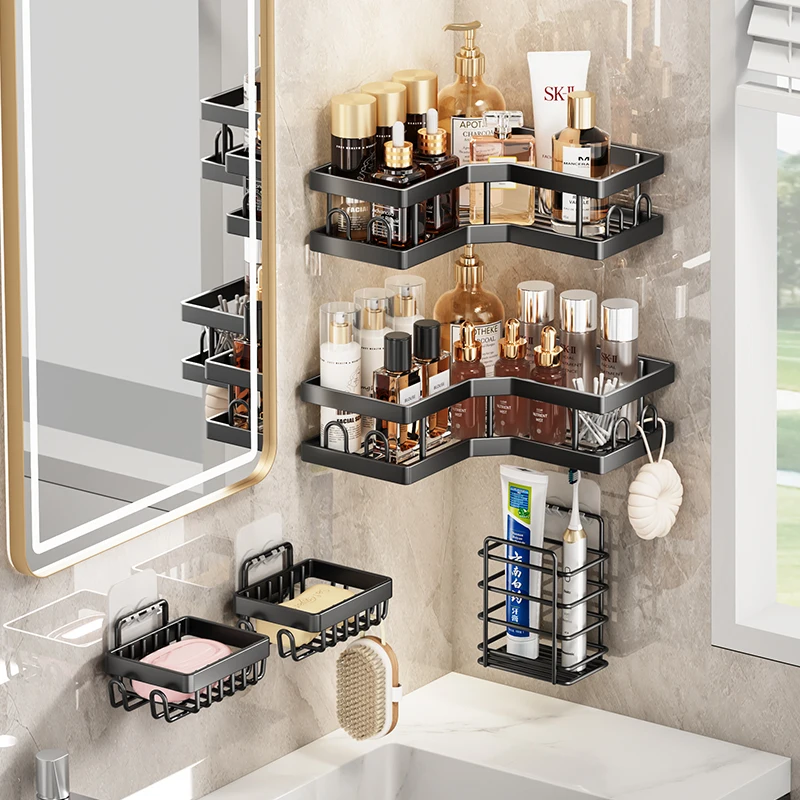 

Bathroom shelf, bathroom set, shower shelf, shampoo rack, kitchen spice rack, corner rack, wall-mounted rack without nails, bath
