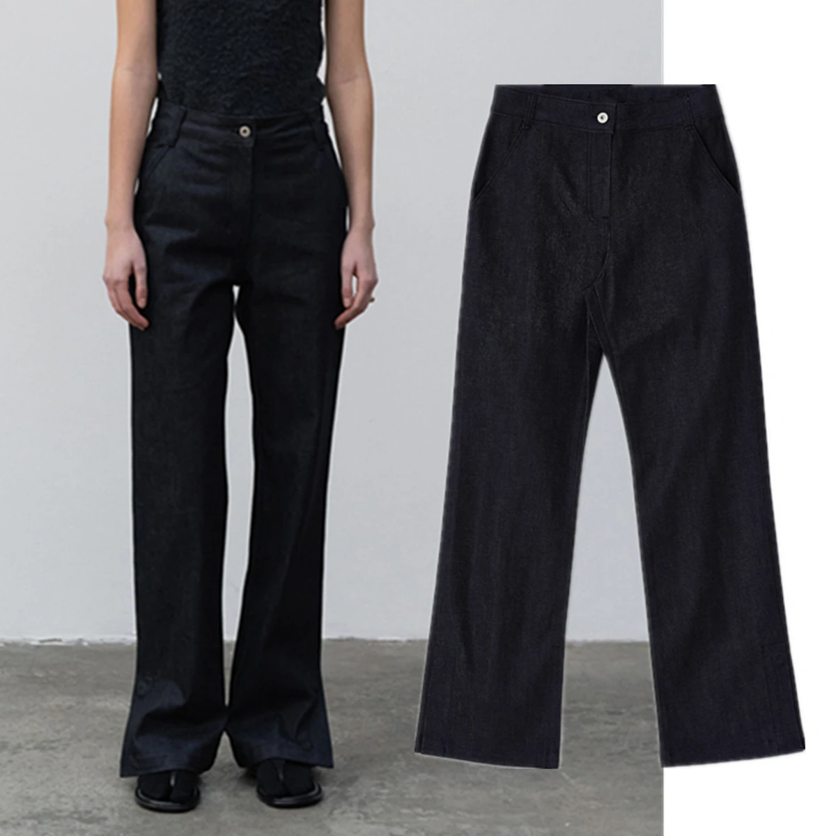 

Maxdutti French Fashion Classic Simple Versatile High Waist Slimming Legs Long Slit Jeans Star Jeans Women's Denim Pants Woman