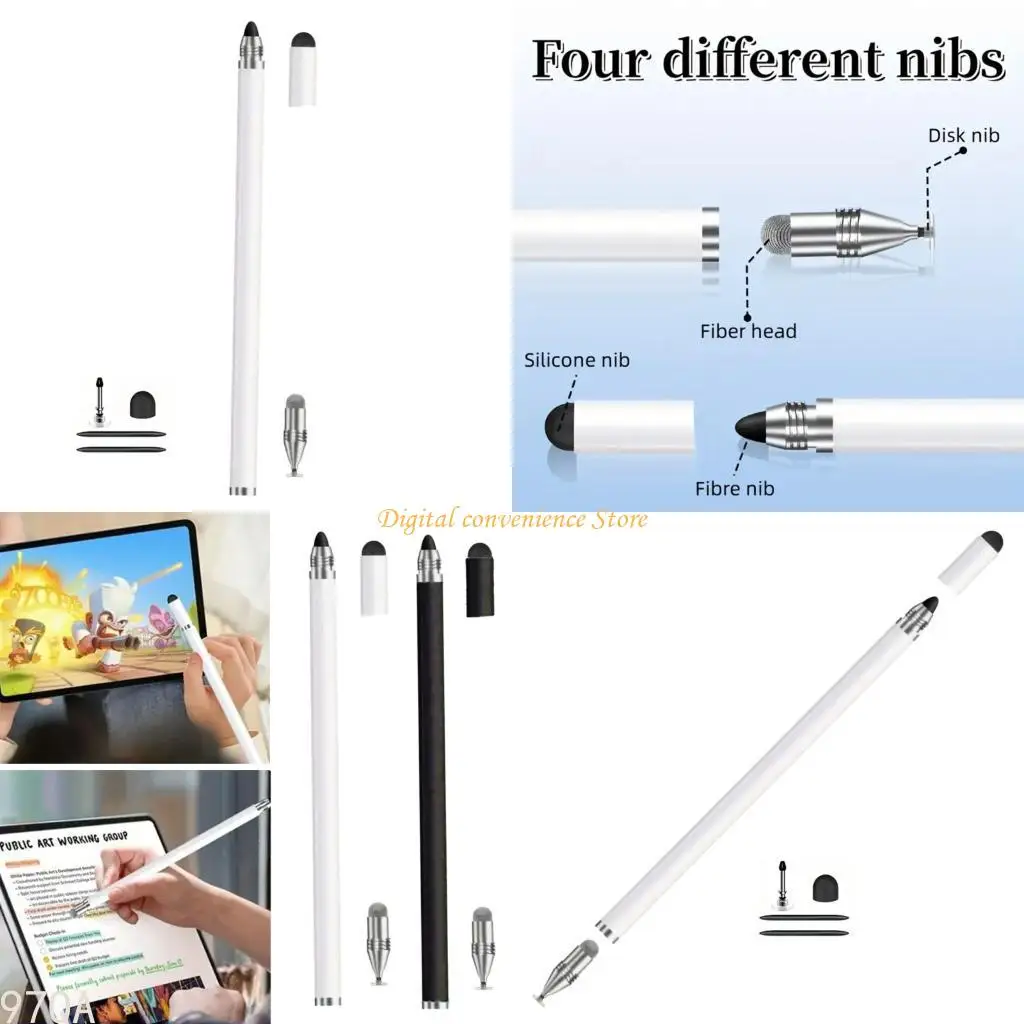 

97QA Precise Touches Screen Styluses Pen 4 in 1 Design for Digital Art Note Taking Compatible for Multiple Devices Phones