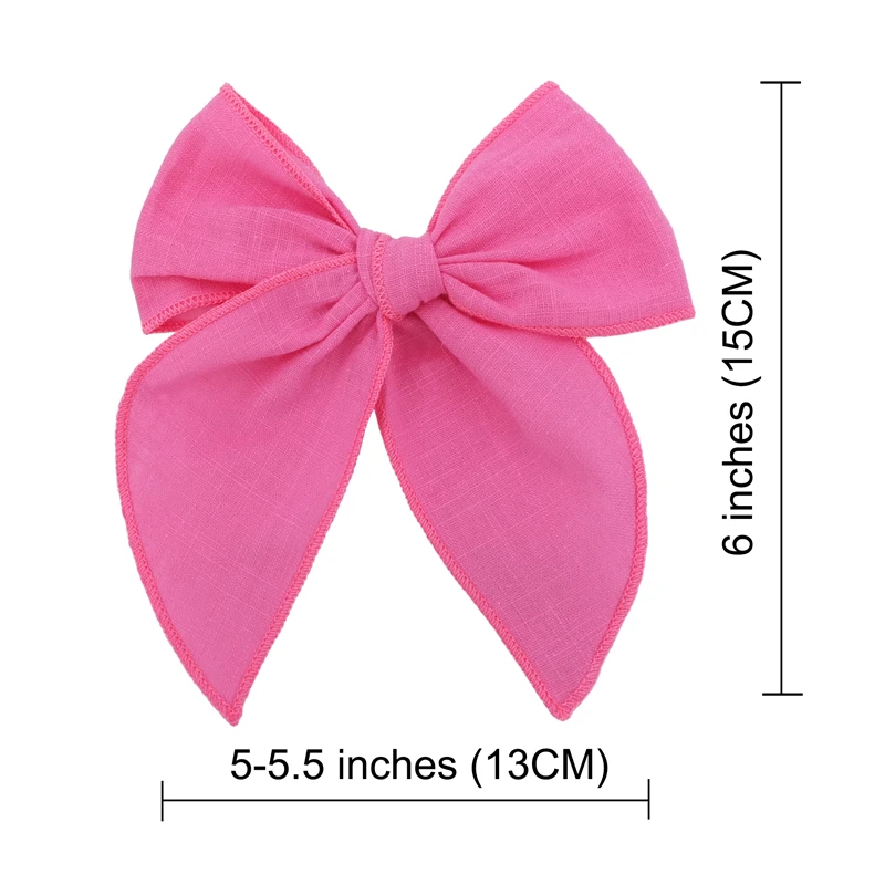 2 PCS Linen Fable Bow Hair Clips for Little Girls Hair Bow for Baby Girls Toddlers Kids Big Bow Hair Accessories