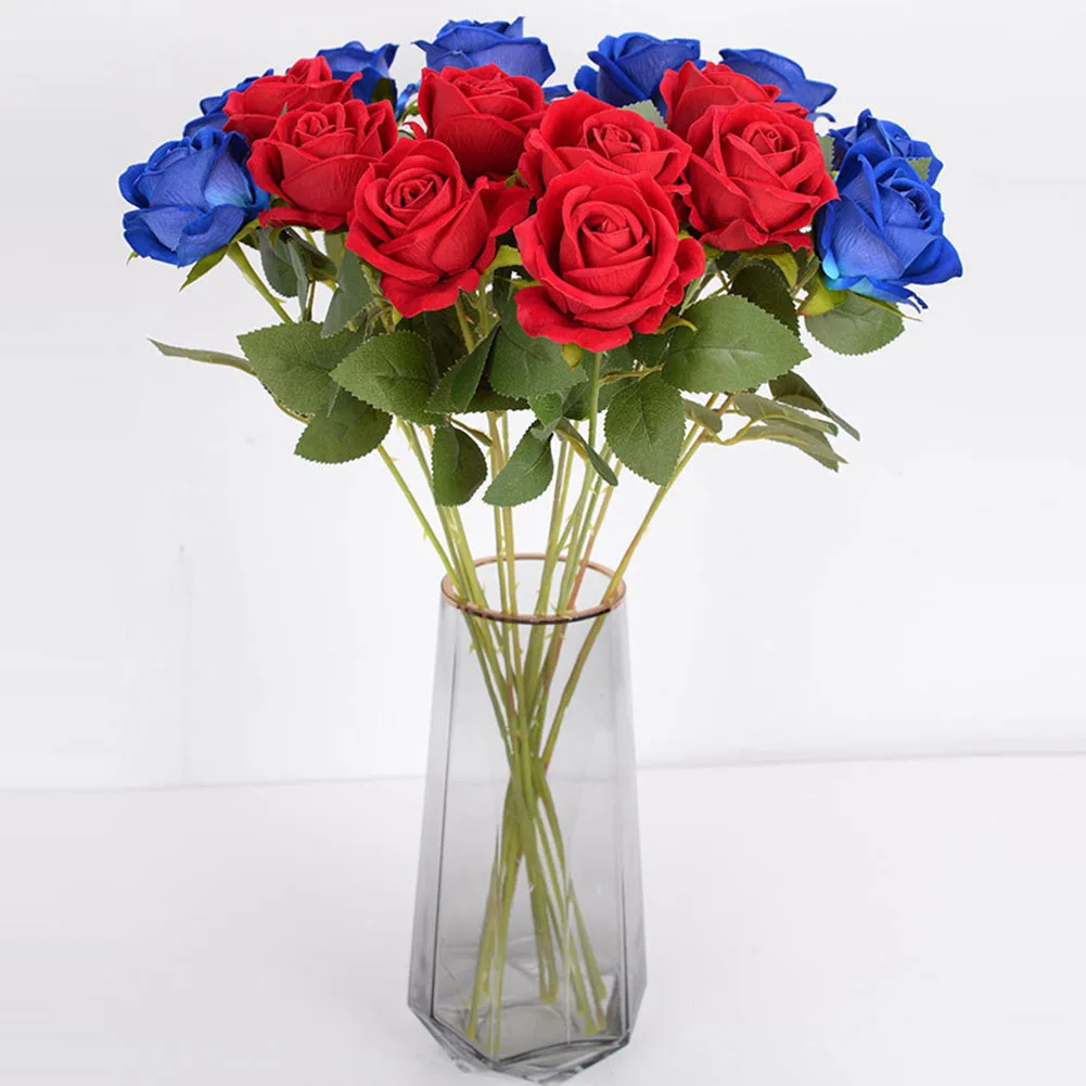 1 Branch Artificial Velvet Touch Rose For Wedding Party Decoration Velvet Rose Wedding Supplies Real Touch Fake Flower