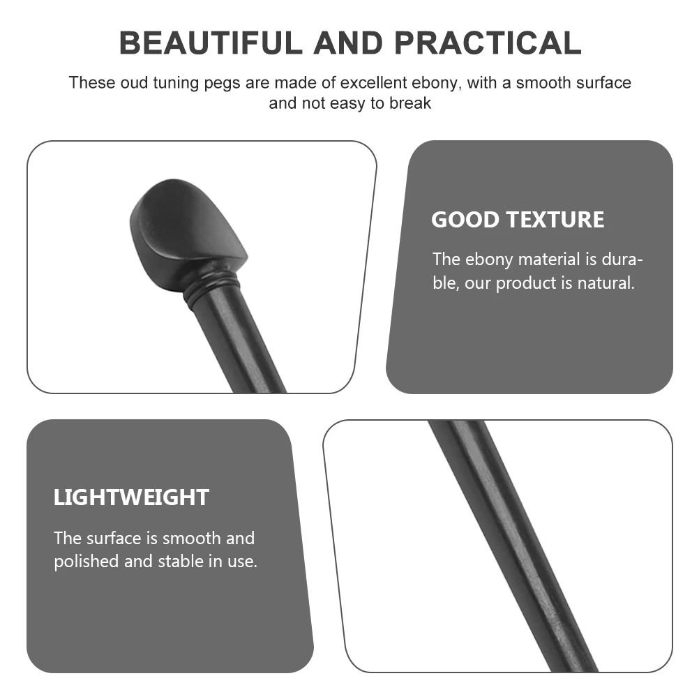 

12 Pcs Ebony Tuning Pegs for Oud Guitar Replacement Pins Accessories Smooth Durable Affordable Instrument Parts