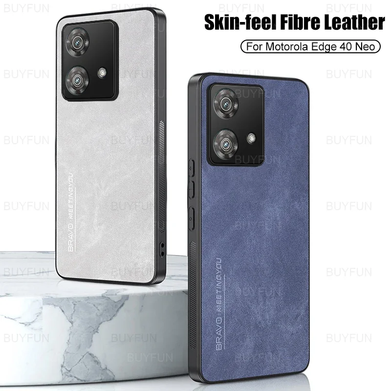 Fibre Leather Protective Shell For Motorola Edge 40 Neo 5G 6.55 inches Phone Case Moto Edge40Neo Edge40 40Neo Skin Feel Cover