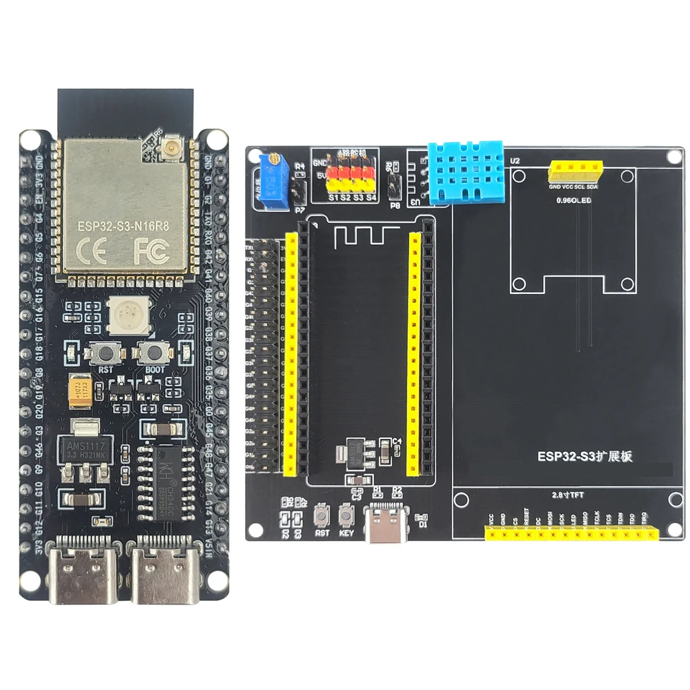 ESP32-S3-DevKitC-1 Entwicklungsboard-Kit mit 2,8 Zoll TFT LCD BT 2.4G WLAN-Modul 8MB PSRAM 16MB FLASH N16R8 42Pin CH340C TypeC