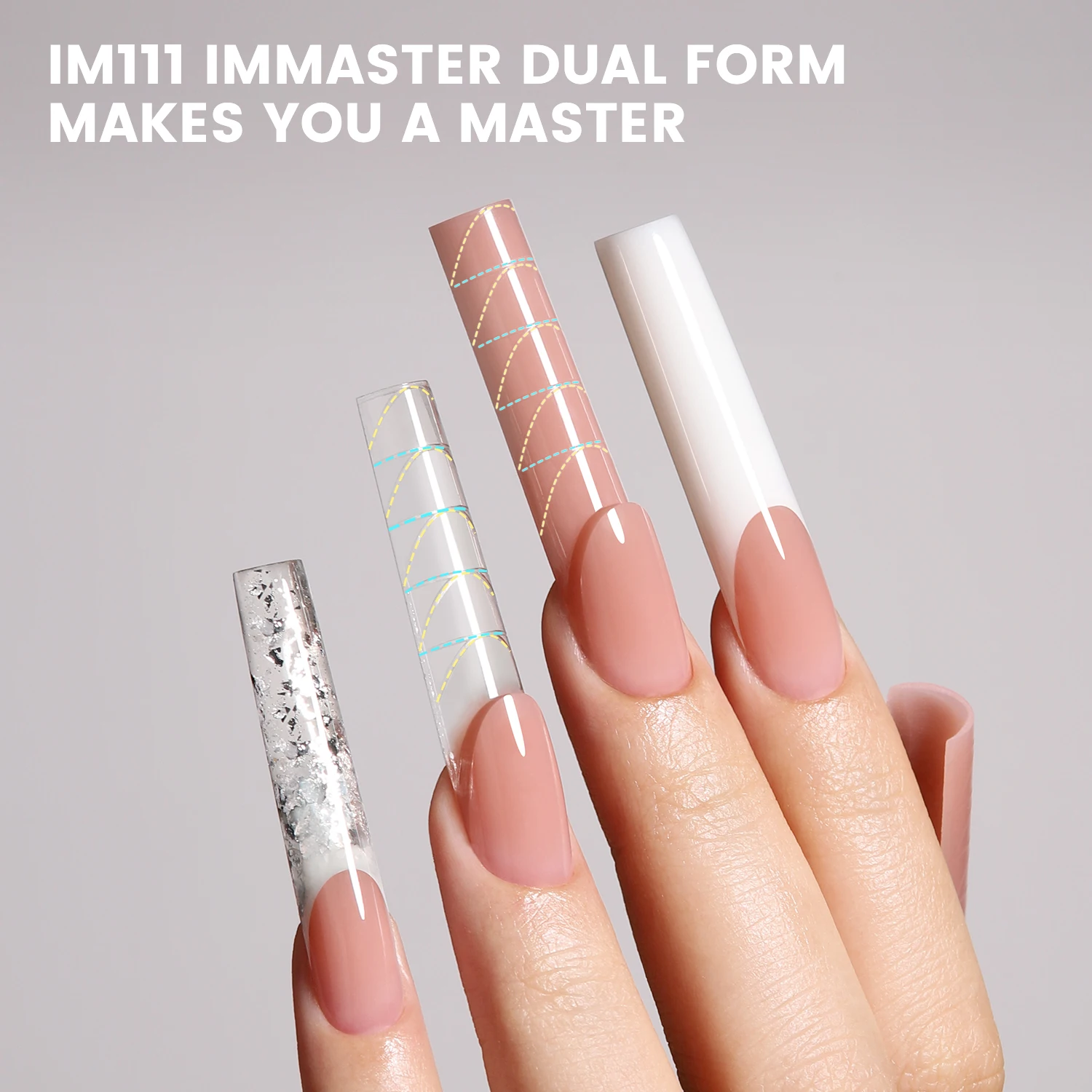 YOFEFELLOW Reverse French Dual Form 150pcs ImMaster Magic Caps Nail Dual Form Easy Zone French Nails for Beginners & Pros IM111