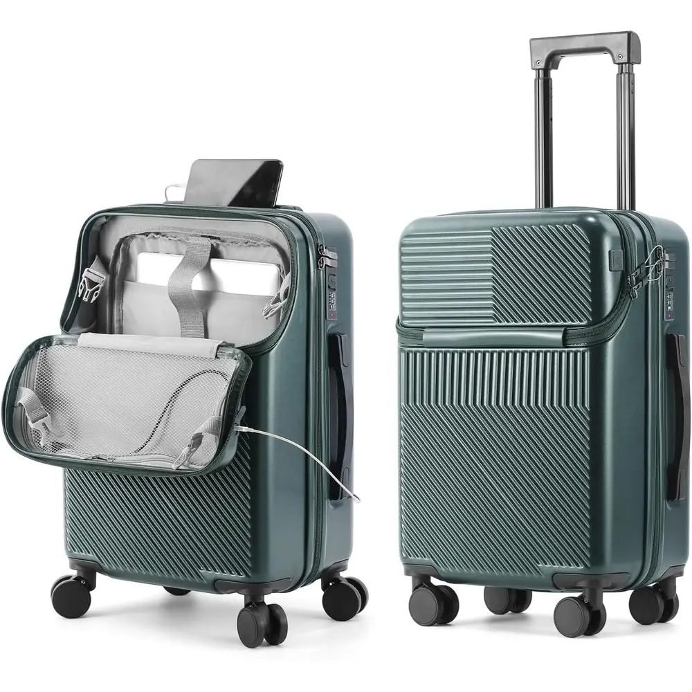 

24 Inch Large Hard Shell Suitcase with TSA Lock, Cup and Pen Holders, USB Port, 360° Spinner Wheels