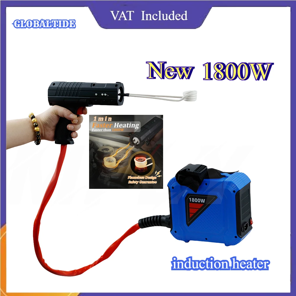 Riscaldatore a induzione magnetica da 1800 W, piccolo strumento portatile di riparazione auto senza fiamma, circuito fai-da-te, con 4 bobine 110 V/220 V opzionale