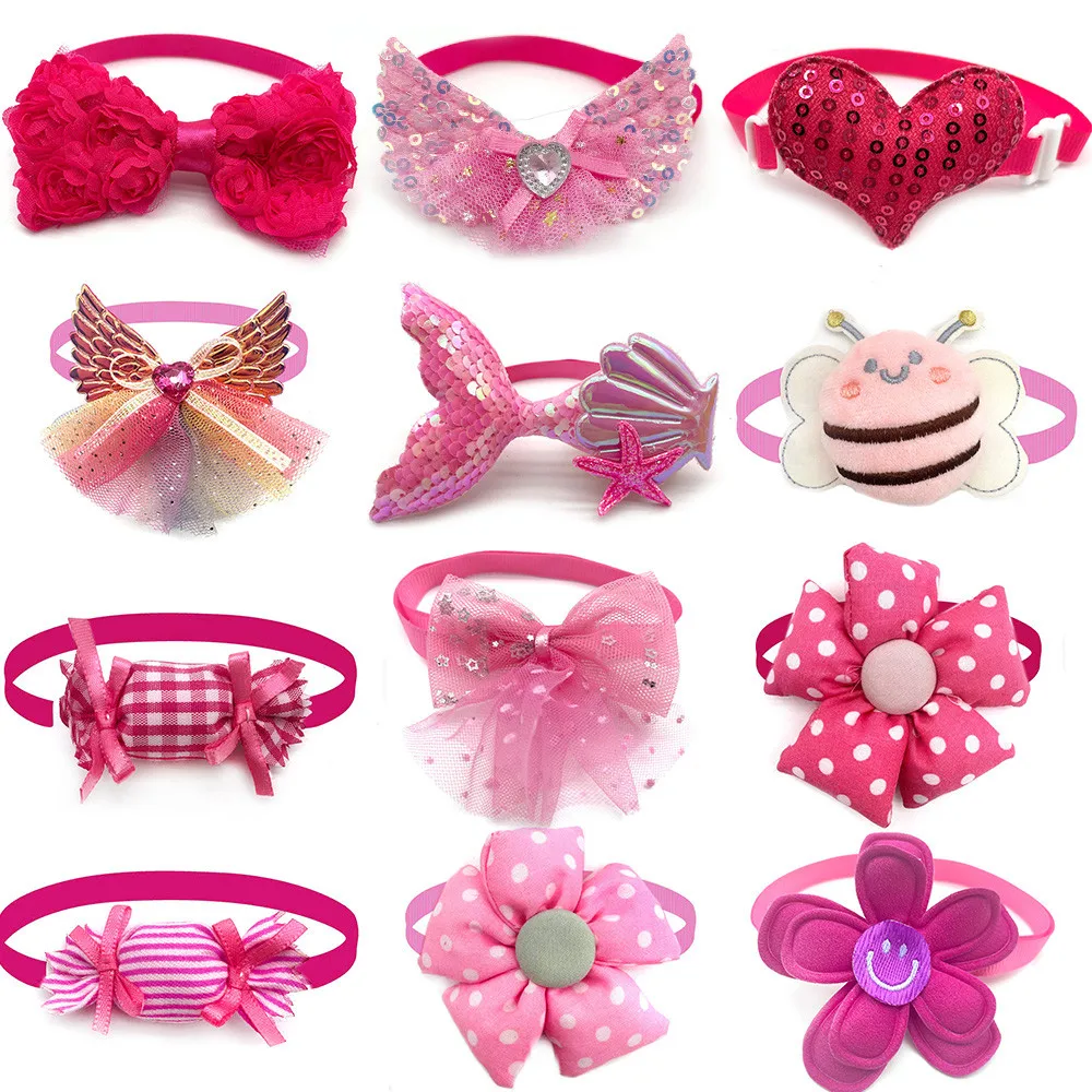 Wholesale Cute Puppy Small Dog Bow Ties Mixcolor Dog Bow Tie Collar Adjustable Small Dog Neckties Dog Accessories Pet Supplies