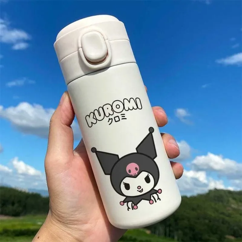 Sanrio cartoon kuromi anime cute thermos cup 304 stainless steel lid pop-up straight drinking cup portable kawaii new style