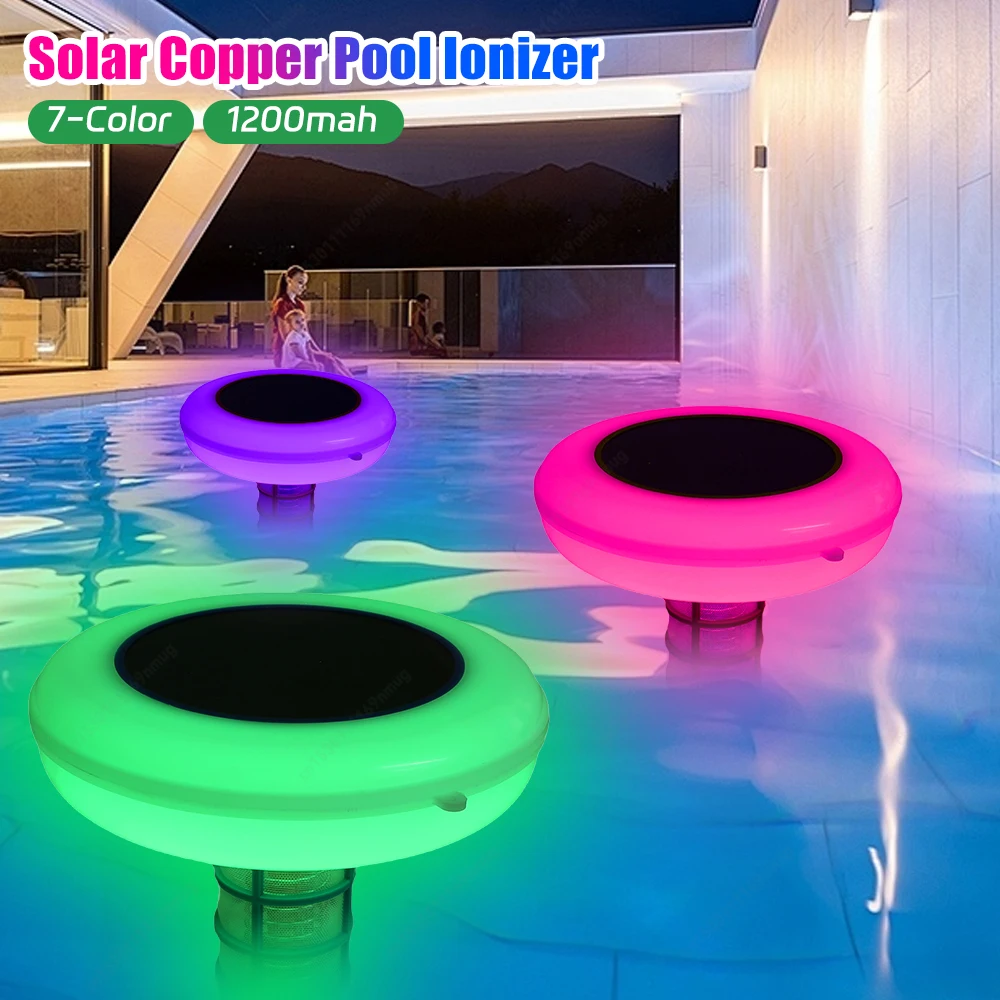 

Solar Powered Copper Pool Cleaner of Multi-Colored LED Night Light Pool Cleaning Purifier for Above Ground Pool Up To 35.000 Gal